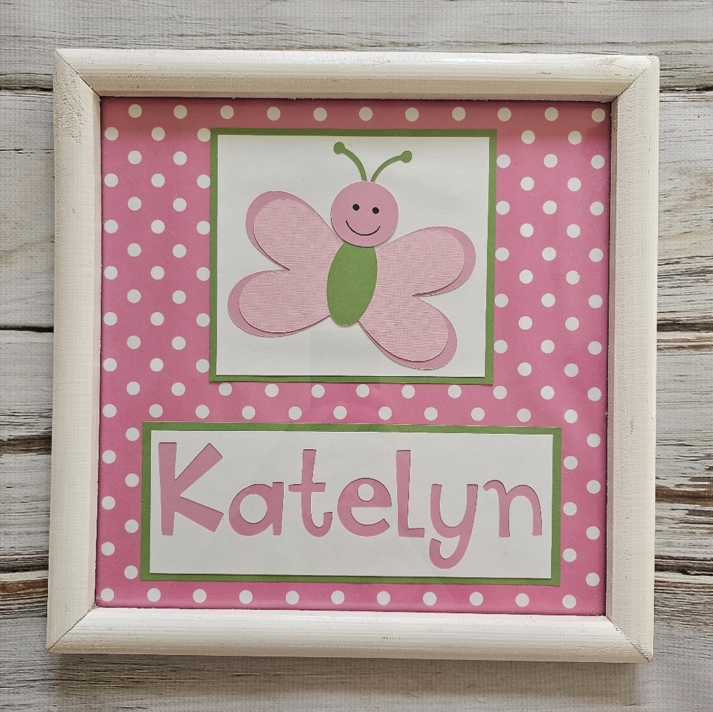 Pink Polka Dot Butterfly Wall Art - "Katelyn"
